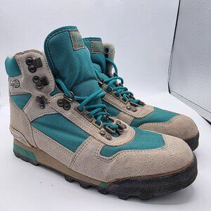 Vintage Vasque Womens Size 9 Hiking Boots Nubuck Brown Teal Camping Outdoors
